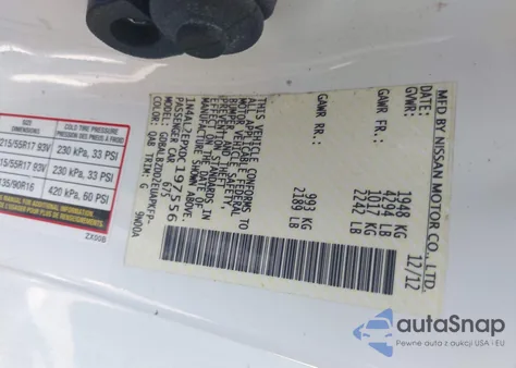 2013 Nissan Altima 2.5 S z USA, uszkodzony, nr VIN 1N4AL2EPXDC197556